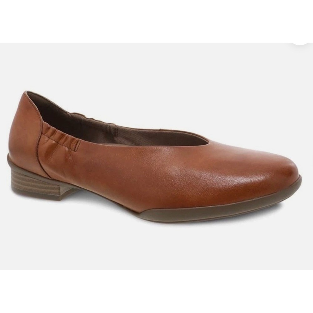 Dansko Kira Aniline Women's Shoes Size 7.5 US Tan Cognac Leather Flats Ballerina - Picture 2 of 8